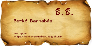 Berkó Barnabás névjegykártya